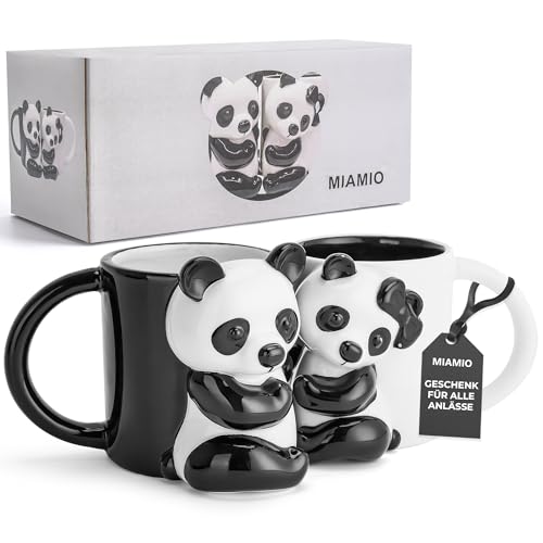 MIAMIO - Panda Keramik Tasse 400 ml / 3D Becher Tier für Kaffee und Tee Liebhaber, Cute Panda Mug, Couple Geschenke für Geburtstag/Weihnachten, Geschenke für Frauen und Geschenke für Männer von MIAMIO