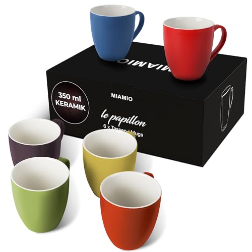 MIAMIO – 6 x 350 ml Kaffeetassen/Kaffeebecher Set - Le Papillon Kollektion (Bunt) von MIAMIO