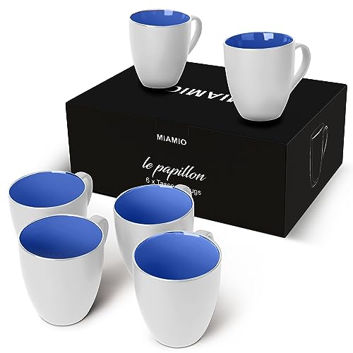 MIAMIO – 6 x 350 ml Kaffeetassen/Kaffeebecher Set - Le Papillon Kollektion (Blau) von MIAMIO