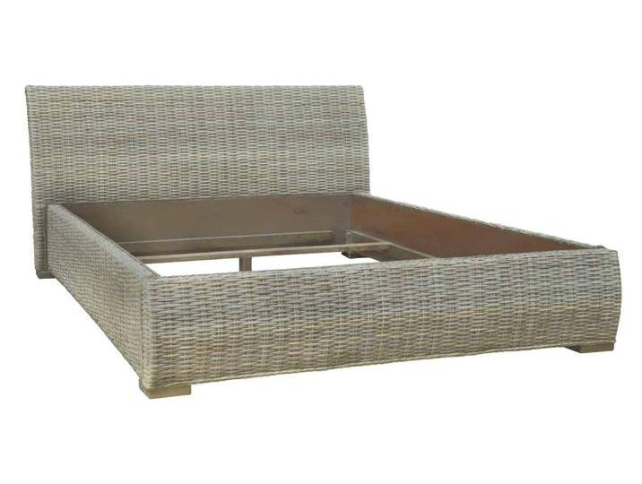 Rattanbett 160x200cm 'Tanaya' Massivholz, Rattan Mahagoni Modern von MIAMÖBEL