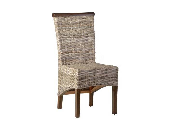 Rattanstuhl 'Larissa' grau Kubu Rattan (Koboo grey) Mahagoni Landhaus von MIAMÖBEL