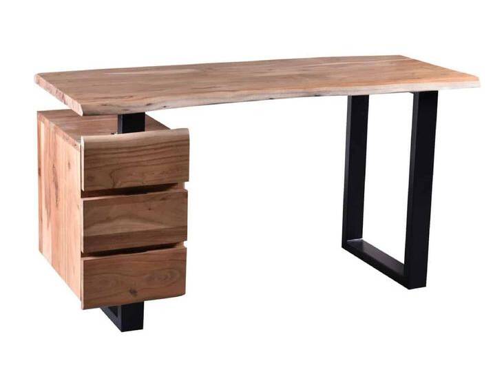 Schreibtisch 'Ontario' Massivholz, Metall Akazie Modern Indien Indisch von MIAMÖBEL