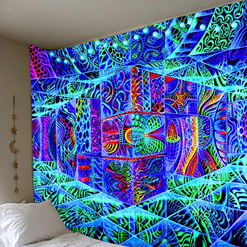 MIANJUNAN wandteppiche,Böhmen Hippie Trippige Psychedelische Wand Hängen Abstrakte Illusion Gesicht Tapisserie, Große Größe Polyester Kunst Dekor Für Wohnzimmer Schlafzimmer Wandteppiche, 150 × von MIANJUNAN