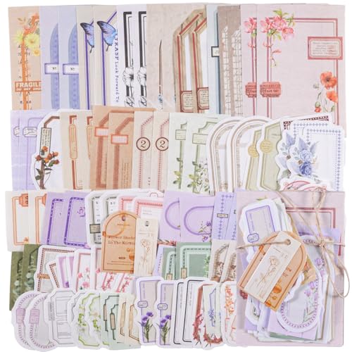 100 Stück Vintage Floral Scrapbook Papier Journal Aufkleber Sortiment Set, Material Papier Memo Junk Journaling Zubehör für Bullet Journaling Vintage Crafts Planner Collage Karte Alben von MIANRUII