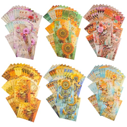 180PCS Vintage Floral Sunflower Scrapbook, Vibrant Scrapbook Vintage gemusterten Handwerk Papier für Scrapbooking, Kartenherstellung, DIY Kunst Dekoration und Handwerk Projekte von MIANRUII