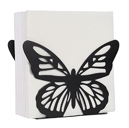MIAO JIN Serviettenhalter mit Schmetterling, Edelstahl, schwarz, für Café, Restaurant, Bauernhaus von MIAO JIN