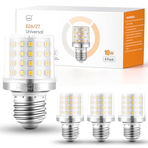 MIAOKE E27 Led Warmweiss Glühbirne Dimmbar, 10 W Dimmbare Glühbirnen Mit Drei Farbmodi, 900-Lumen-Glühbirne, Kann Den Energieverbrauch Um 90% Senken Sind Für Das Badezimmer Geeignet (4er-Pack) von MIAOKE