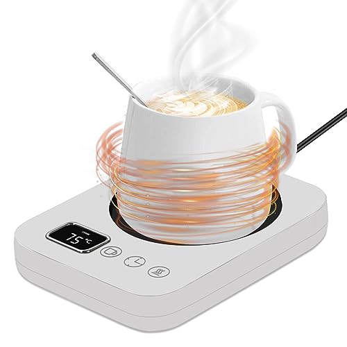 MIAOKE Kaffeetassenwärmer, intelligenter Tassenwärmer mit 3 Temperatureinstellungen Tassenwärmer für den Schreibtisch 4H Auto An/Aus Heizuntersetzer, Teewärmer-Weiß von MIAOKE