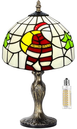 Tiffany Tischlampe Buntglas Kristallperlen Stil Tischleuchte, Handgefertigte Schreibtisch Nachttisch Nachtlampe, Antike Kunsthandwerk Geschenke Liebhaber Kind Wohnzimmer Schlafzimmer (Weihnachtsmann) von MIAOKE