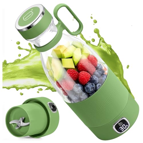 Tragbarer Mixer, MIAOKE 6-Klingen-Entsafterbecher für Saftshakes und Smoothies, 350 ml Mini-Mixer mit LED-Anzeige, wiederaufladbar über USB, 3000 mAh Akku, für Zuhause, Outdoor, Reisen, Avocadogrün Tragbarer Mixer, MIAOKE 6-Klingen-Entsafterbecher für Saftshakes und Smoothies, 350 ml Mini-Mixer mit LED-Anzeige, wiederaufladbar über USB, 3000 mAh Akku, für Zuhause, Outdoor, Reisen, Avocadogrün von MIAOKE