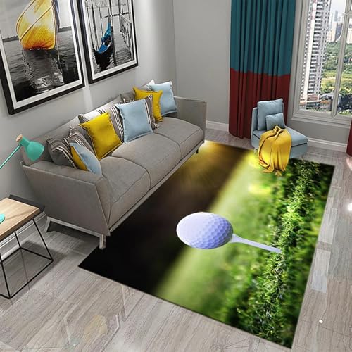 MIAOKEJIA 3D Golf Rasen Wohnzimmer Dekoration Couchtisch Bereich Teppich Schlafzimmer Jungenzimmer Boden weich rutschfest von MIAOKEJIA