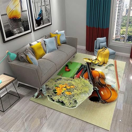 MIAOKEJIA 3D-Violine-Muster Küche Badezimmer rutschfeste Fußmatte Wohnzimmer Schlafzimmer Balkon Teppich Kinder Krabbelteppich von MIAOKEJIA