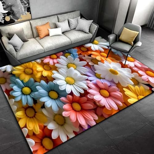 MIAOKEJIA Nordic 3D Daisy Blume Schlafzimmer Wohnzimmer Sofa Matte kreative Türmatte Ankleidezimmer Teppich Spielmatte rutschfeste Matte von MIAOKEJIA