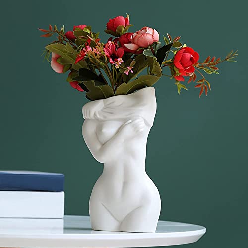 MIAOLLUN Weibliche Körper Vase, Einzigartige Auskleidung Look Feminine Kurve Vasen, Chic Boho Chic Feminist Dekor Moderne Keramikvase Dekor Für Home Wohnzimmer Büro Dekor,C von MIAOLLUN