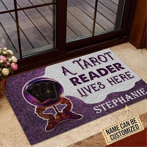 MIAOMANSENSTORE Fußmatte innen außen fussmatte Personalisierte Tarot-Fußmatte. EIN Tarot-Leser lebt Hier. Personalisierte Fußmatte, Tarot-Heim-Fußmatte Deko Wohnzimmer von MIAOMANSENSTORE