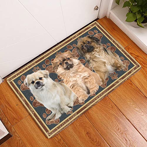 MIAOMANSENSTORE Fußmatte innen außen fussmatte Tibetischer Spaniel Blumenpfoten-Hunde-Fußmatte, dekorative Willkommens-Fußmatte mit tibetischem Spaniel-Hund Deko Wohnzimmer von MIAOMANSENSTORE
