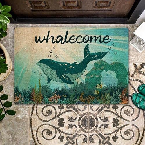MIAOMANSENSTORE Fußmatte innen außen fussmatte Whalecome In The Ocean Fußmatte, erstaunliche Wal-Haus-Fußmatte Deko Wohnzimmer von MIAOMANSENSTORE