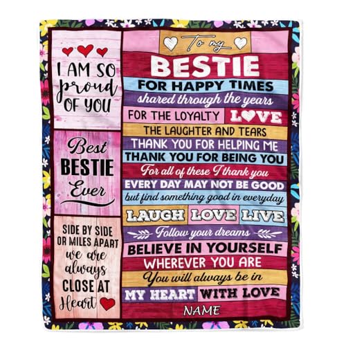 MIAOMANSENSTORE Personalisiert für Meine Beste Freundin Decke von Freundin Schwester Holz Glaube an Dich selbst Danke Bestie Geburtstag Weihnachten Personalisierte Bett Fleece Decke von MIAOMANSENSTORE
