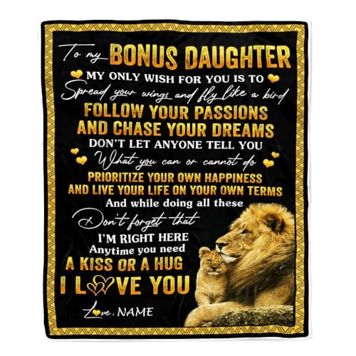 MIAOMANSENSTORE Personalisiert für Meine Bonus-Tochter-Decke vom Stiefvater Löwe Mein einziger Wunsch für Dich Tochter Geburtstag Abschluss Weihnachten Personalisierte Bett Fleecedecke MIAOMANSENSTORE Personalisiert für Meine Bonus-Tochter-Decke vom Stiefvater Löwe Mein einziger Wunsch für Dich Tochter Geburtstag Abschluss Weihnachten Personalisierte Bett Fleecedecke von MIAOMANSENSTORE