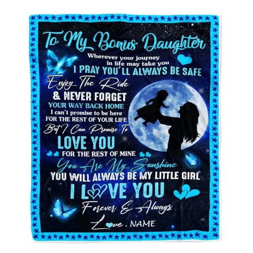 MIAOMANSENSTORE Personalisiert für Meine Bonus-Tochter-Decke von Stiefmutter, wohin auch Immer Ihre Reise geht, Meine kleine Stieftochter, Geburtstag, Weihnachten, personalisierte Fleecedecke MIAOMANSENSTORE Personalisiert für Meine Bonus-Tochter-Decke von Stiefmutter, wohin auch Immer Ihre Reise geht, Meine kleine Stieftochter, Geburtstag, Weihnachten, personalisierte Fleecedecke von MIAOMANSENSTORE