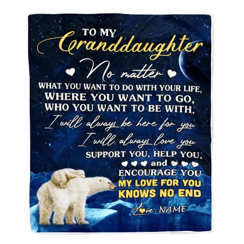 MIAOMANSENSTORE Personalisiert für Meine Enkelin Decke von Oma Grammy Eisbär Ich werde Dich Immer lieben Enkelin Geburtstag Weihnachten Personalisierte Bett Fleece Decke von MIAOMANSENSTORE