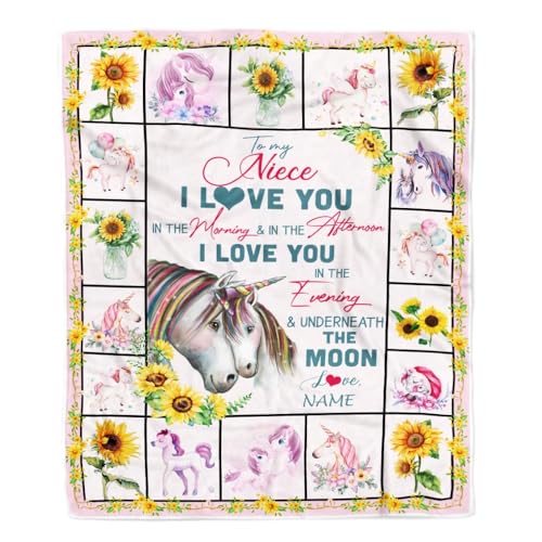 MIAOMANSENSTORE Personalisiert für Meine Nichte Einhorndecke von Onkel Tante Niemals vergessen Ich Liebe Dich Nichte Geburtstag Abschluss Weihnachten Personalisierte Bett Fleecedecke MIAOMANSENSTORE Personalisiert für Meine Nichte Einhorndecke von Onkel Tante Niemals vergessen Ich Liebe Dich Nichte Geburtstag Abschluss Weihnachten Personalisierte Bett Fleecedecke von MIAOMANSENSTORE