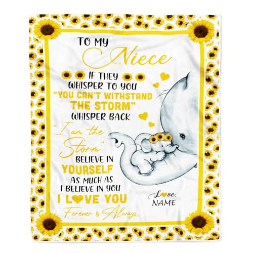 MIAOMANSENSTORE Personalisiert für Meine Nichte Elefantendecke von Tante Tante Ich Bin der Sturm Große Umarmung Sonnenblume Nichte Geburtstag Weihnachten Personalisierte Bett Fleecedecke MIAOMANSENSTORE Personalisiert für Meine Nichte Elefantendecke von Tante Tante Ich Bin der Sturm Große Umarmung Sonnenblume Nichte Geburtstag Weihnachten Personalisierte Bett Fleecedecke von MIAOMANSENSTORE