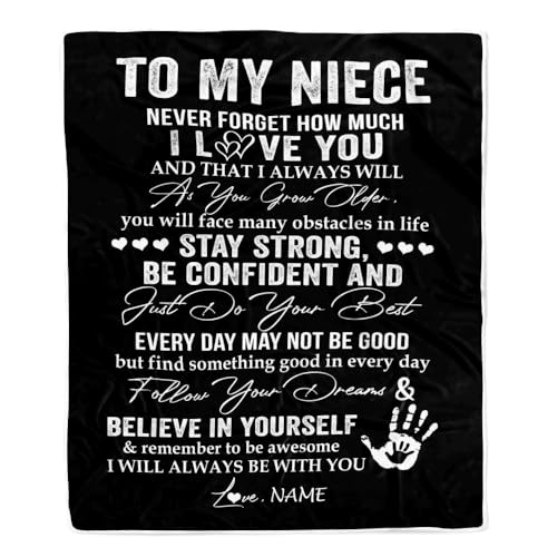 MIAOMANSENSTORE Personalisiert für Meine Nichte Ich Liebe Dich für Immer von Tante Tante Onkel Nichte Geburtstag Weihnachten Thanksgiving Graduierung personalisierte Fleece Decke von MIAOMANSENSTORE