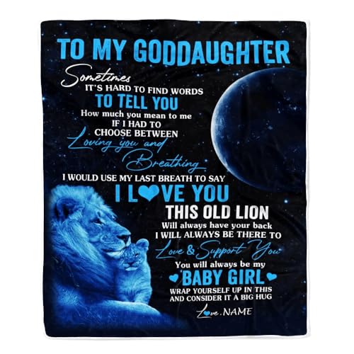 MIAOMANSENSTORE Personalisiert für Meine Patentochter Decke vom Patenonkel Ich Liebe Dich diesen Alten Löwen Patentochter Geburtstag Weihnachten Personalisierte Bett Fleece Decke von MIAOMANSENSTORE