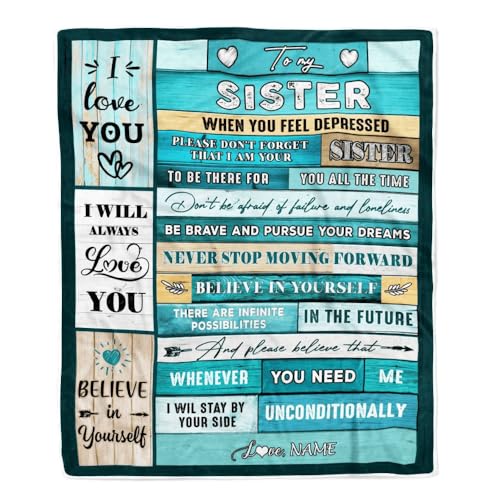 MIAOMANSENSTORE Personalisiert für Meine Schwester Decke von Bruder Nie vergessen, ich Liebe Dich Daisy Schwester Geburtstag Graduierung Weihnachten personalisierte Bett Fleece Decke von MIAOMANSENSTORE