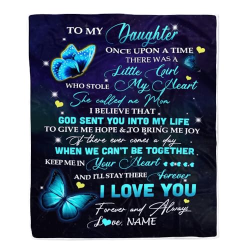 MIAOMANSENSTORE Personalisiert für Meine Tochter Decke von Mama Mutter Ich Liebe Dich Diese alte Löwe Tochter Geburtstag Abschluss Weihnachten Personalisierte Bett Fleece Decke von MIAOMANSENSTORE