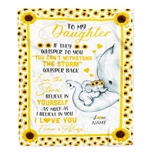 MIAOMANSENSTORE Personalisiert für Meine Tochter Elefantendecke von Mama Mutter Ich Bin der Sturm Große Umarmung Sonnenblume Tochter Geburtstag Weihnachten Personalisierte Bett Fleecedecke MIAOMANSENSTORE Personalisiert für Meine Tochter Elefantendecke von Mama Mutter Ich Bin der Sturm Große Umarmung Sonnenblume Tochter Geburtstag Weihnachten Personalisierte Bett Fleecedecke von MIAOMANSENSTORE