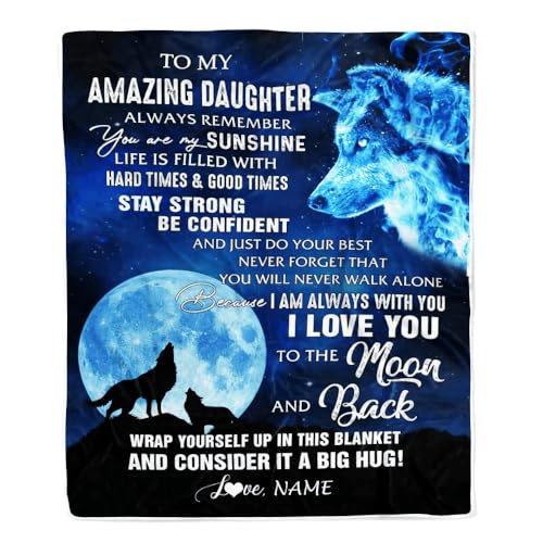 MIAOMANSENSTORE Personalisiert für Meine tolle Tochter Decke von Mama Papa Wolf It A Big Hug Tochter Geburtstag Zurück zur Schule Weihnachten Personalisierte Fleecedecke MIAOMANSENSTORE Personalisiert für Meine tolle Tochter Decke von Mama Papa Wolf It A Big Hug Tochter Geburtstag Zurück zur Schule Weihnachten Personalisierte Fleecedecke von MIAOMANSENSTORE