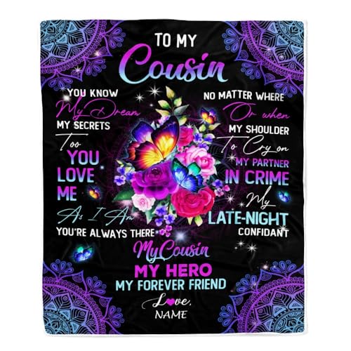 MIAOMANSENSTORE Personalisiert für Meinen Cousin Decke Mein Held Mein ewiger Freund Blume Bufterfly Cousin Geburtstag Thanksgiving Weihnachten Personalisierte Fleecedecke MIAOMANSENSTORE Personalisiert für Meinen Cousin Decke Mein Held Mein ewiger Freund Blume Bufterfly Cousin Geburtstag Thanksgiving Weihnachten Personalisierte Fleecedecke von MIAOMANSENSTORE
