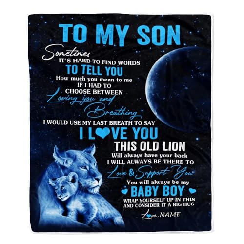 MIAOMANSENSTORE Personalisiert für Meinen Sohn Decke von Mama Mutter Ich Liebe Dich diesen Alten Löwensohn Geburtstag Abschluss Weihnachten Personalisierte Bett Fleecedecke MIAOMANSENSTORE Personalisiert für Meinen Sohn Decke von Mama Mutter Ich Liebe Dich diesen Alten Löwensohn Geburtstag Abschluss Weihnachten Personalisierte Bett Fleecedecke von MIAOMANSENSTORE