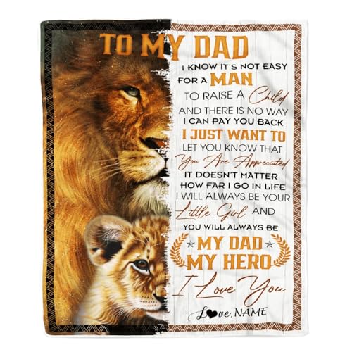 MIAOMANSENSTORE Personalisiert für Meinen Vater von Tochter Decke Ich Liebe Dich Papa Löwe Vatertag Geburtstag Thanksgiving Weihnachten Personalisierte Fleecedecke MIAOMANSENSTORE Personalisiert für Meinen Vater von Tochter Decke Ich Liebe Dich Papa Löwe Vatertag Geburtstag Thanksgiving Weihnachten Personalisierte Fleecedecke von MIAOMANSENSTORE