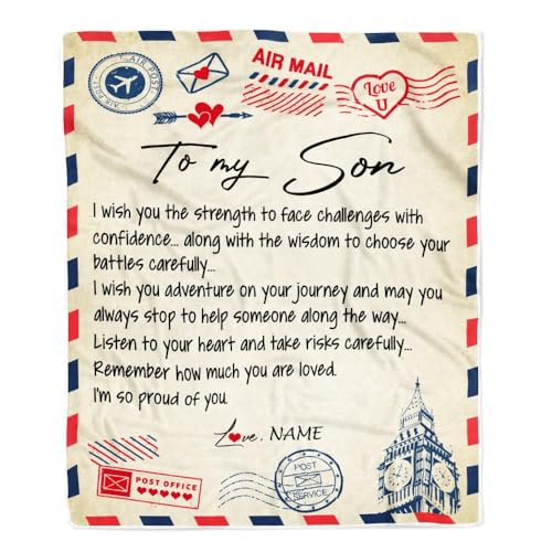 MIAOMANSENSTORE Personalisierte Briefdecke an Meinen Sohn von Mama Papa Ich Bin so stolz auf Dich Sohn Geburtstag Weihnachten Thanksgiving Abschluss Personalisierte Fleecedecke MIAOMANSENSTORE Personalisierte Briefdecke an Meinen Sohn von Mama Papa Ich Bin so stolz auf Dich Sohn Geburtstag Weihnachten Thanksgiving Abschluss Personalisierte Fleecedecke von MIAOMANSENSTORE