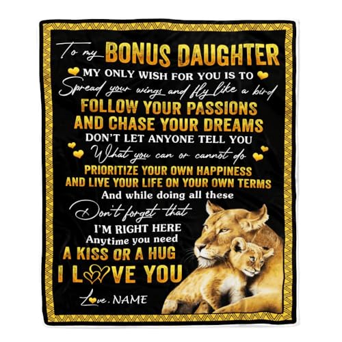 MIAOMANSENSTORE Personalisierte Decke für Meine Bonus-Tochter von Stiefmutter Löwe Mein einziger Wunsch für Dich Stieftochter Geburtstag Abschluss Weihnachten Personalisierte Fleecedecke MIAOMANSENSTORE Personalisierte Decke für Meine Bonus-Tochter von Stiefmutter Löwe Mein einziger Wunsch für Dich Stieftochter Geburtstag Abschluss Weihnachten Personalisierte Fleecedecke von MIAOMANSENSTORE