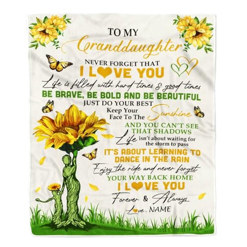MIAOMANSENSTORE Personalisierte Decke für Meine Enkelin von Oma Nana. Vergiss nie, DASS ich Dich Liebe. Sonnenblumen-Enkelin. Geburtstag. Weihnachten. Personalisierte Fleecedecke. MIAOMANSENSTORE Personalisierte Decke für Meine Enkelin von Oma Nana. Vergiss nie, DASS ich Dich Liebe. Sonnenblumen-Enkelin. Geburtstag. Weihnachten. Personalisierte Fleecedecke. von MIAOMANSENSTORE