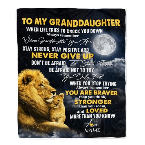 MIAOMANSENSTORE Personalisierte Decke für Meine Enkelin von Oma Opa Löwe Niemals aufgeben Enkelin Geburtstag Weihnachten Personalisierte Fleecedecke MIAOMANSENSTORE Personalisierte Decke für Meine Enkelin von Oma Opa Löwe Niemals aufgeben Enkelin Geburtstag Weihnachten Personalisierte Fleecedecke von MIAOMANSENSTORE