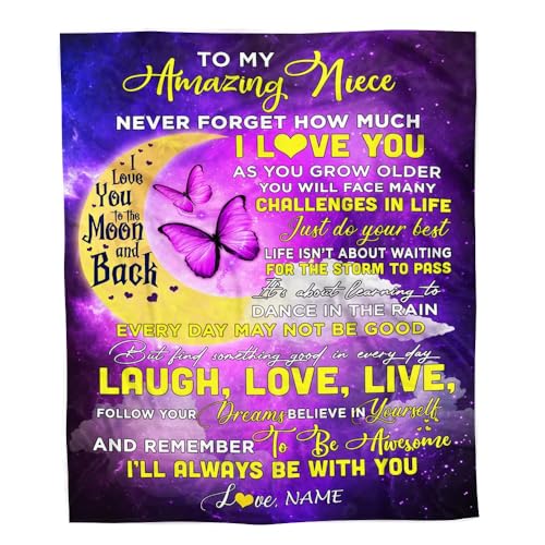 MIAOMANSENSTORE Personalisierte Decke für Meine Nichte von Tante, Tante, Onkel Butterfly, vergiss nie, wie sehr ich Dich Liebe, Nichte, Geburtstag, Weihnachten, personalisierte Fleecedecke MIAOMANSENSTORE Personalisierte Decke für Meine Nichte von Tante, Tante, Onkel Butterfly, vergiss nie, wie sehr ich Dich Liebe, Nichte, Geburtstag, Weihnachten, personalisierte Fleecedecke von MIAOMANSENSTORE