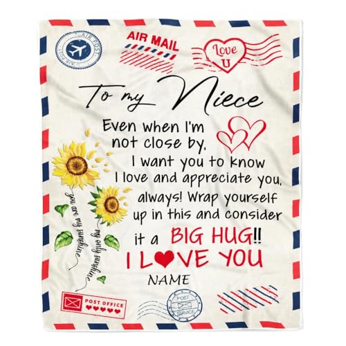 MIAOMANSENSTORE Personalisierte Decke für Meine Nichte von Tante Onkel Tante Liebe große Umarmung Luftpost Brief Sonnenblume Nichte Geburtstag Weihnachten personalisierte Fleecedecke MIAOMANSENSTORE Personalisierte Decke für Meine Nichte von Tante Onkel Tante Liebe große Umarmung Luftpost Brief Sonnenblume Nichte Geburtstag Weihnachten personalisierte Fleecedecke von MIAOMANSENSTORE