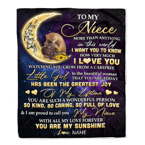 MIAOMANSENSTORE Personalisierte Decke für Meine Nichte von Tante Tante Onkel Positive Energie Ermutigen Sie mutigen kleinen Bären Geburtstag Weihnachten Personalisierte Fleecedecke von MIAOMANSENSTORE