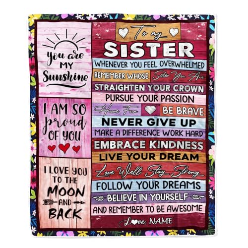 MIAOMANSENSTORE Personalisierte Decke für Meine Schwester vom Bruder, glaube nie an Dich selbst, tolle rosa Holzdecke für Schwester, Geburtstag, Abschluss, Weihnachten, personalisierte Fleecedecke MIAOMANSENSTORE Personalisierte Decke für Meine Schwester vom Bruder, glaube nie an Dich selbst, tolle rosa Holzdecke für Schwester, Geburtstag, Abschluss, Weihnachten, personalisierte Fleecedecke von MIAOMANSENSTORE