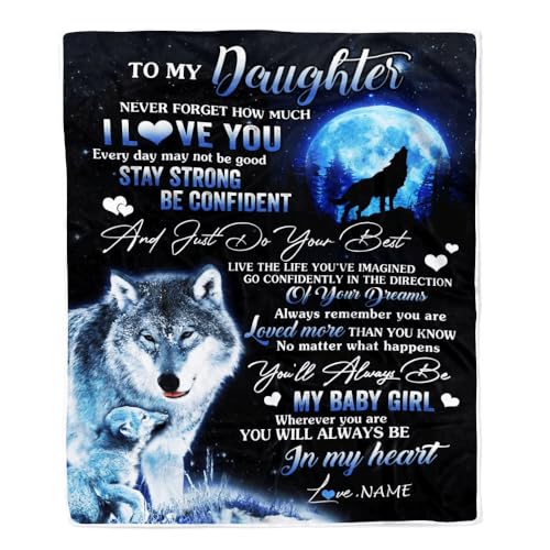 MIAOMANSENSTORE Personalisierte Decke für Meine Tochter von Mama, Papa, Mutter Wolf. Vergiss nie, wie sehr ich Dich Liebe. Tochter. Geburtstag, Weihnachten. Personalisierte Fleecedecke. MIAOMANSENSTORE Personalisierte Decke für Meine Tochter von Mama, Papa, Mutter Wolf. Vergiss nie, wie sehr ich Dich Liebe. Tochter. Geburtstag, Weihnachten. Personalisierte Fleecedecke. von MIAOMANSENSTORE