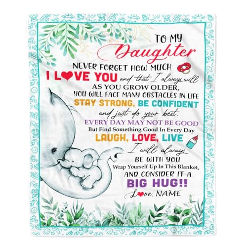 MIAOMANSENSTORE Personalisierte Decke für Meine Tochter von Mama Mutter Vergiss nie, DASS ich Dich Liebe Elefant Mädchen Tochter Geburtstag Weihnachten Personalisierte Fleecedecke MIAOMANSENSTORE Personalisierte Decke für Meine Tochter von Mama Mutter Vergiss nie, DASS ich Dich Liebe Elefant Mädchen Tochter Geburtstag Weihnachten Personalisierte Fleecedecke von MIAOMANSENSTORE