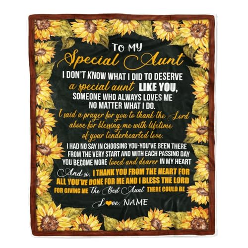 MIAOMANSENSTORE Personalisierte Decke für Meine besondere Tante von Nichte Neffe Danke Die Beste Tante Geburtstag Muttertag Thanksgiving Weihnachten Personalisierte Fleecedecke von MIAOMANSENSTORE