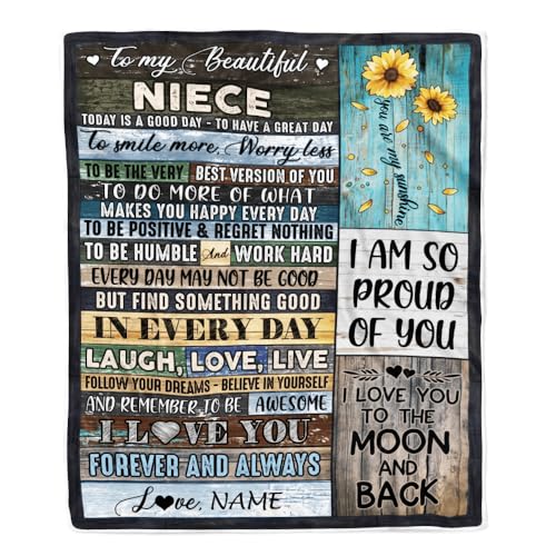 MIAOMANSENSTORE Personalisierte Decke für Meine schöne Nichte von Tante, Tante, Onkel, ist EIN guter Tag, um einen tollen Tag zu haben, Holz, Geburtstag, Weihnachten, personalisierte Fleecedecke MIAOMANSENSTORE Personalisierte Decke für Meine schöne Nichte von Tante, Tante, Onkel, ist EIN guter Tag, um einen tollen Tag zu haben, Holz, Geburtstag, Weihnachten, personalisierte Fleecedecke von MIAOMANSENSTORE