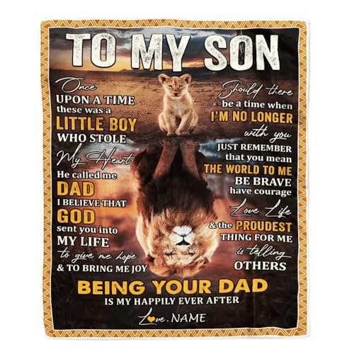 MIAOMANSENSTORE Personalisierte Decke für Meinen Sohn von Papa Vater Löwe Sein Ihr Vater ist Mein glücklicher Sohn Geburtstag Abschluss Weihnachten Personalisierte Fleecedecke MIAOMANSENSTORE Personalisierte Decke für Meinen Sohn von Papa Vater Löwe Sein Ihr Vater ist Mein glücklicher Sohn Geburtstag Abschluss Weihnachten Personalisierte Fleecedecke von MIAOMANSENSTORE