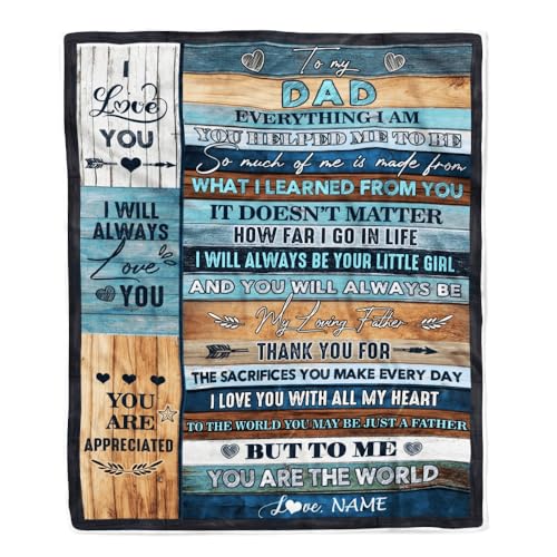 MIAOMANSENSTORE Personalisierte Decke für Meinen Vater von Tochter „Du bist die Welt“ Vatertag Geburtstag Weihnachten Thanksgiving Personalisierte Fleecedecke MIAOMANSENSTORE Personalisierte Decke für Meinen Vater von Tochter „Du bist die Welt“ Vatertag Geburtstag Weihnachten Thanksgiving Personalisierte Fleecedecke von MIAOMANSENSTORE